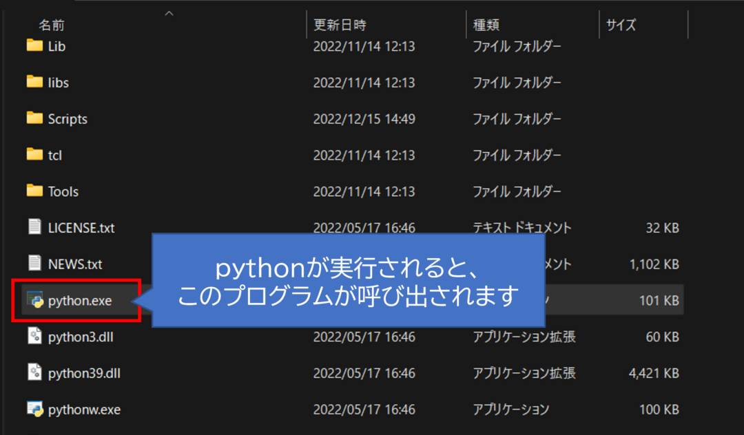 Pythonが実行される際の元になるファイル