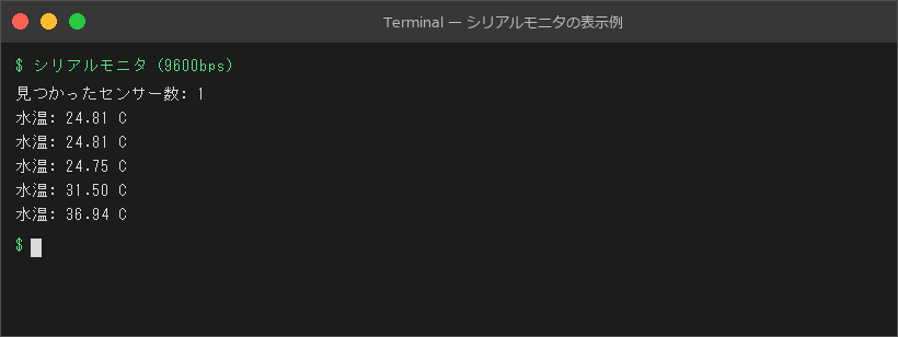 シリアルモニタの表示例